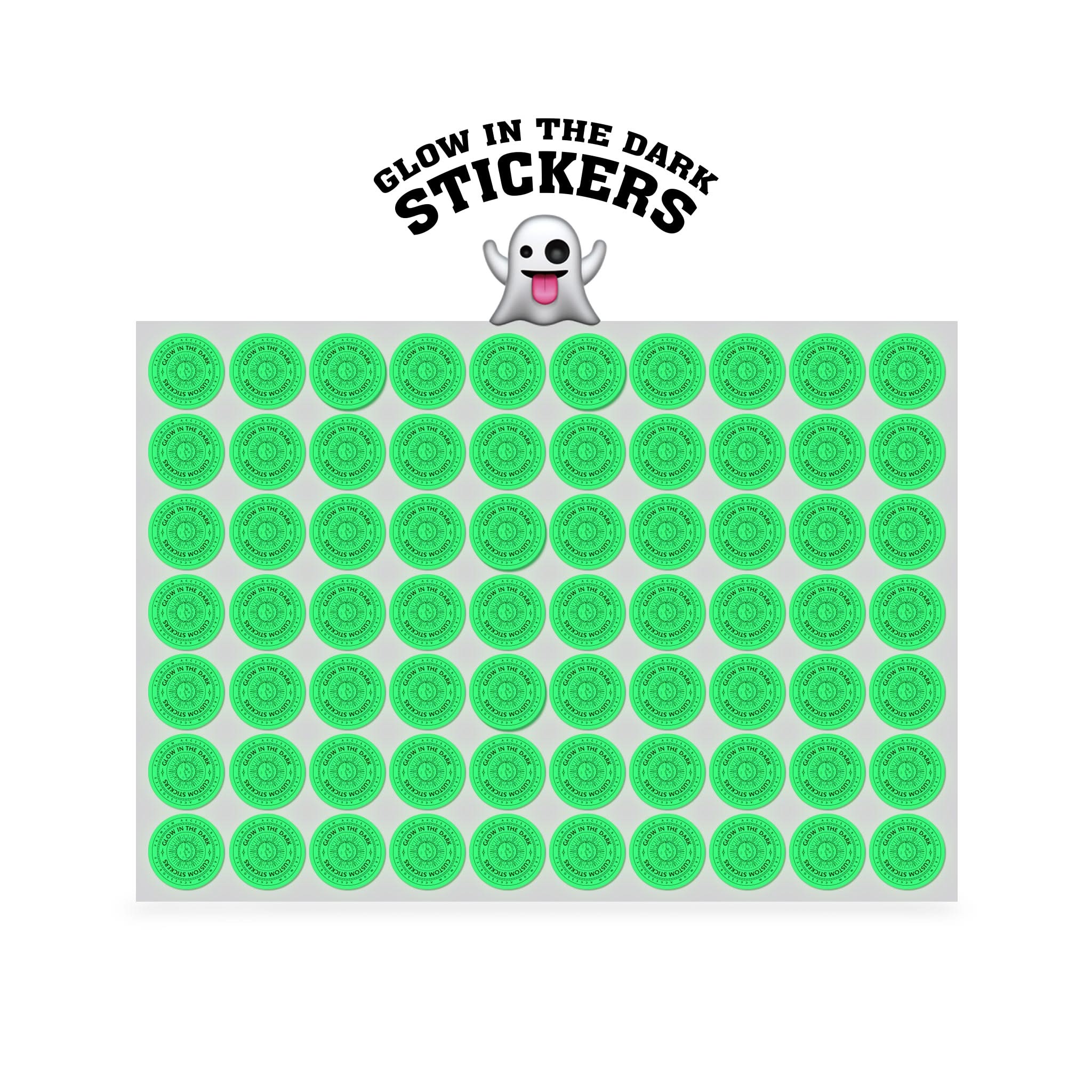 1" Custom Printed Glow in the Dark Stickers