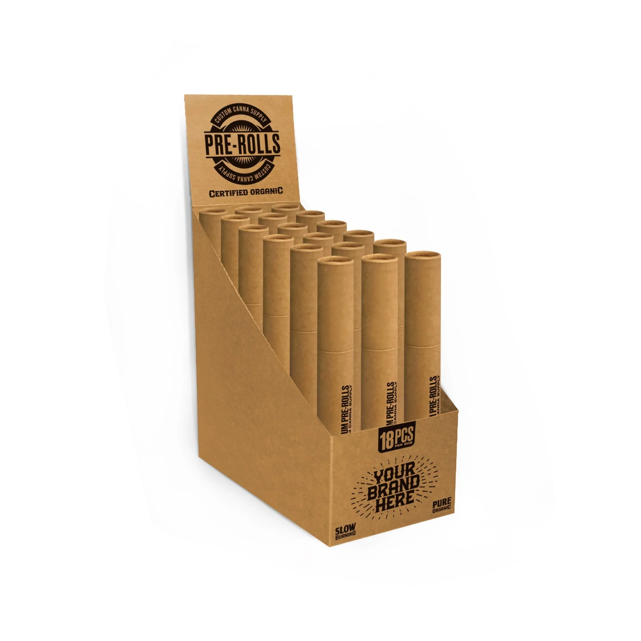 Custom Pre Rolled Cones in Slim Kraft Tube Retail Packaging (5CT)